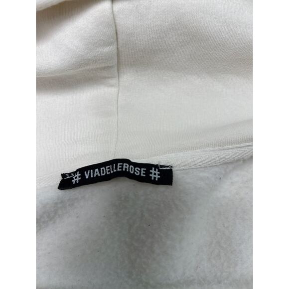 VDR VillaDelleRose cream colored zip up hooded sweatshirt. #4291 Size Medium - Picture 6 of 8